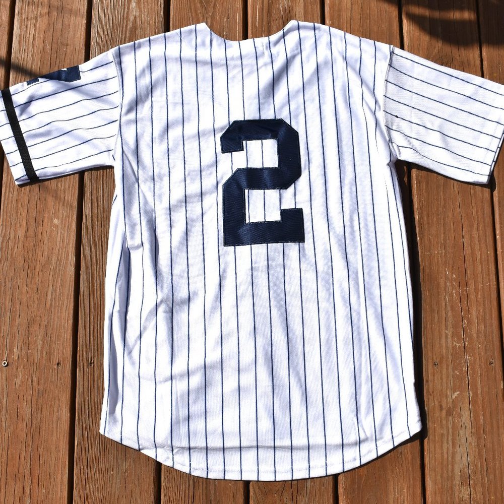 New! Derek Jeter New York Yankees White Pinstripe Baseball Jersey Adult Medium
